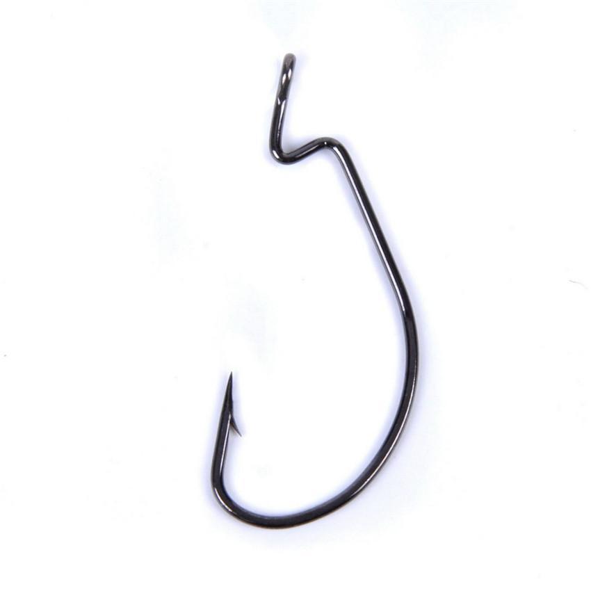 100Pcs Black Nickel Crank Fishing Hooks Size 1/0#-5/0# High Carbon Steel  Worm