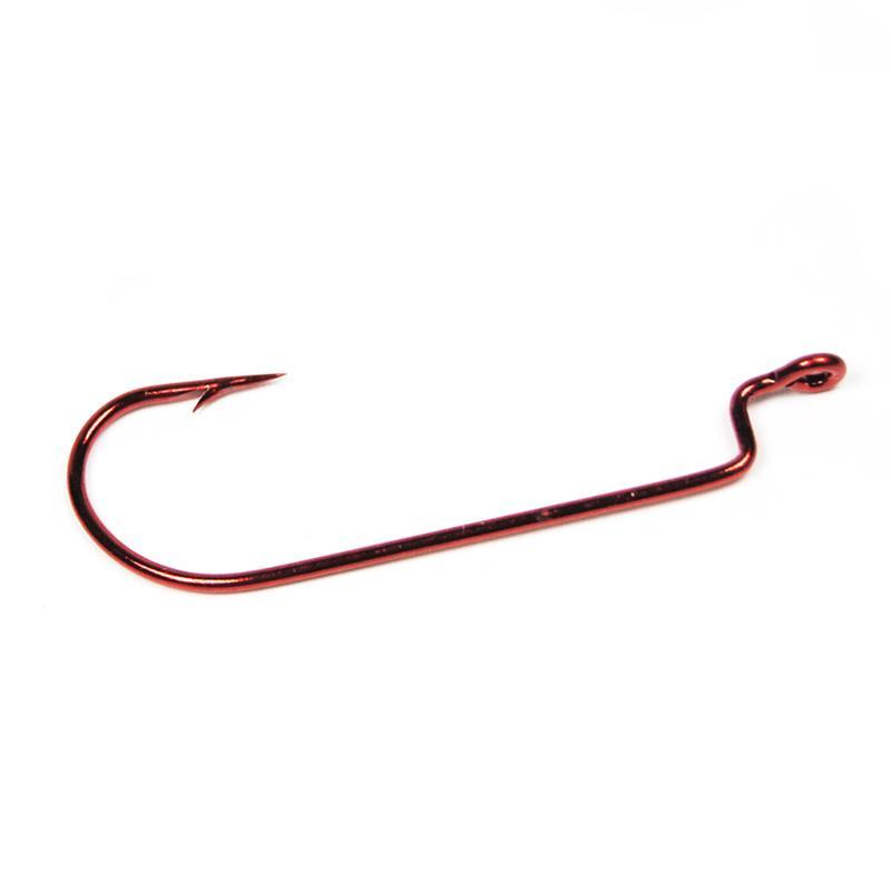 100Pcs Narrow Red J Bend Worm Hook For Carolina Rigs Bass Fishing Hook –  Bargain Bait Box