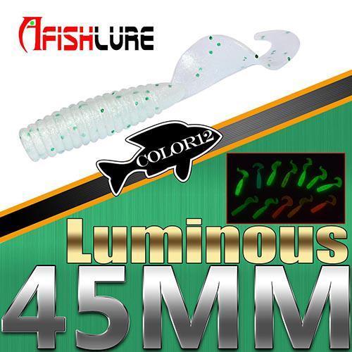 12Pcs/Lot Fishing Noctilucous Worm 45Mm 1.2G Luminous Twisted Tail Plastic-Worms &amp; Grubs-Bargain Bait Box-COLOR12-Bargain Bait Box