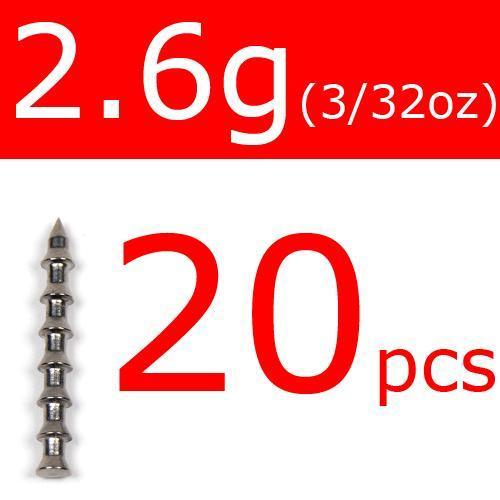 20Pcs Wifreo Tungsten Nail Pin Weight Sinker Soft Bait Insert Weights 0.3G /-Nail Weights-Bargain Bait Box-20pcs 2o6g 3I32oz-Bargain Bait Box