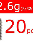 20Pcs Wifreo Tungsten Nail Pin Weight Sinker Soft Bait Insert Weights 0.3G /-Nail Weights-Bargain Bait Box-20pcs 2o6g 3I32oz-Bargain Bait Box
