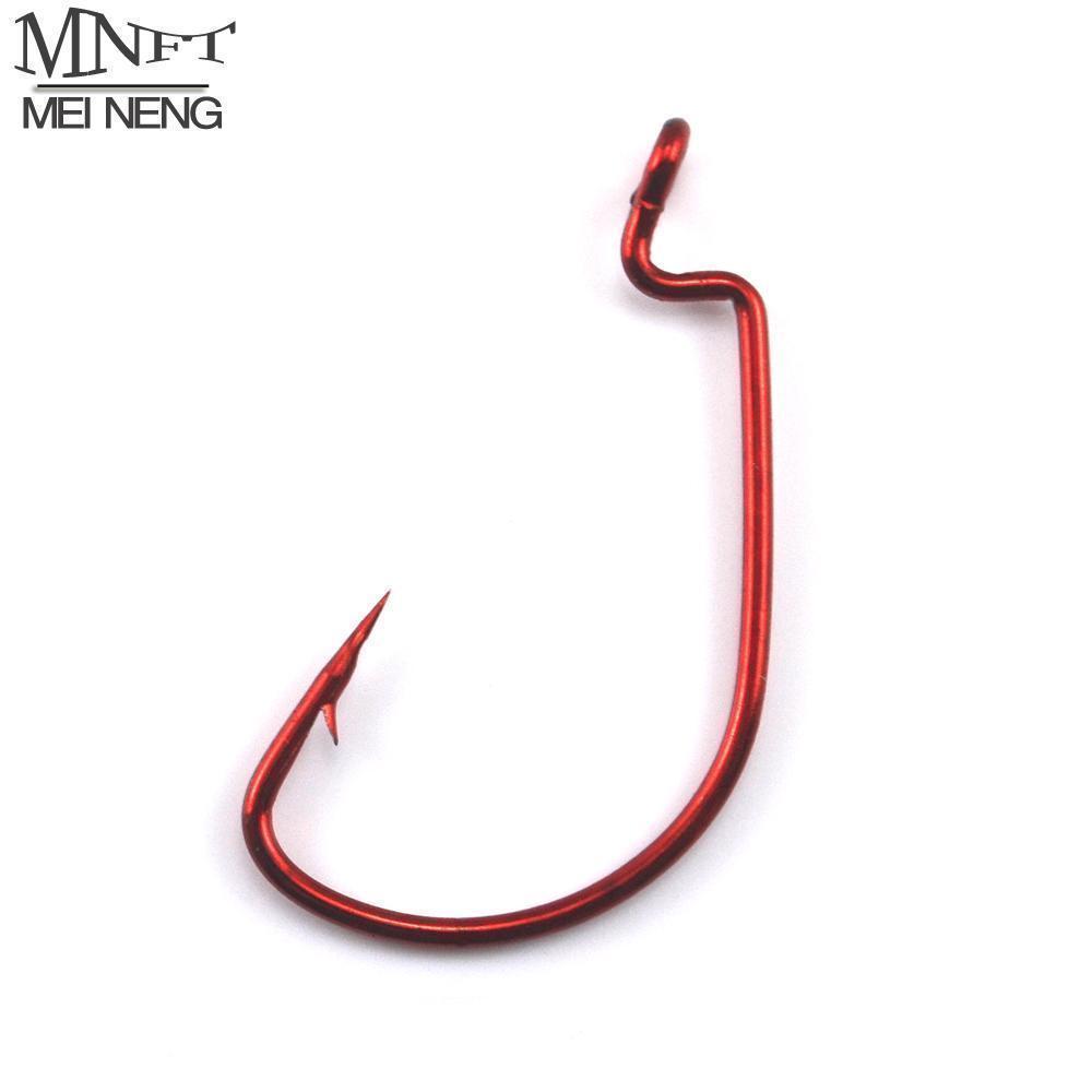 25Pcs Fishing Hooks Red Bloody Crank Offset Worm Hook Lure Soft Bait Texas  Rig