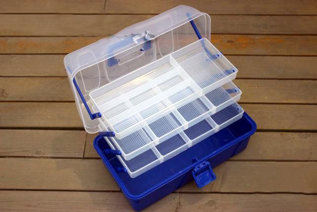 Fishing Tackle Box Storage Case 2 Layer Waterproof Fly Hard Plastic Small  New