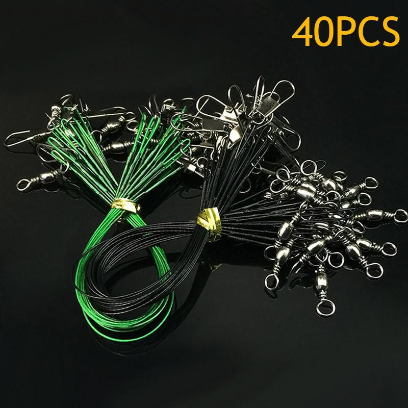 40 Pcs Fly Fishing Line Connector Leader Wire Assortment Sleeve