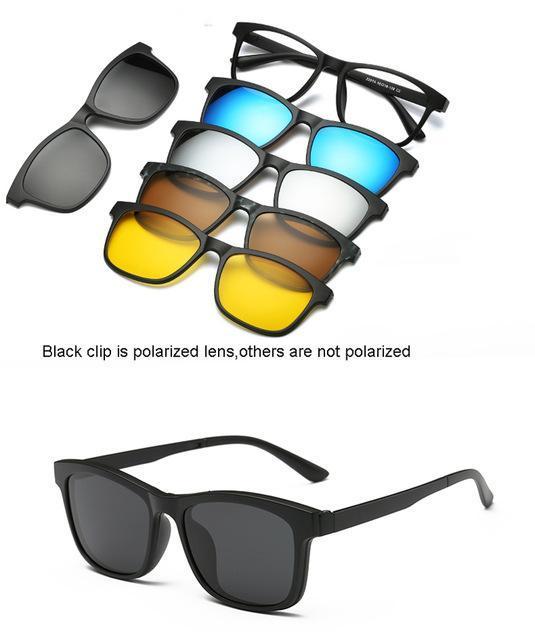5 Lenes Magnet Sunglasses Clip Mirrored Clip On Sunglasses Clip On Glasses Men-Polarized Sunglasses-Bargain Bait Box-2201A-Bargain Bait Box