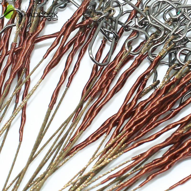 50Pcs Brown Uncoated Stainless Steel Fishing Line Wire Leaders 15Cm 20Cm 25Cm-shaddock fishing Official Store-1X7 15cm 26lb-Bargain Bait Box
