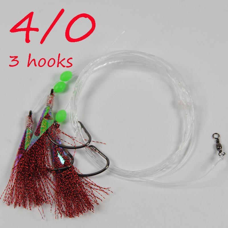 6 Bags 3 Hooks 4/0 Big Flasher Rig Fish Skin Sabiki Snapper