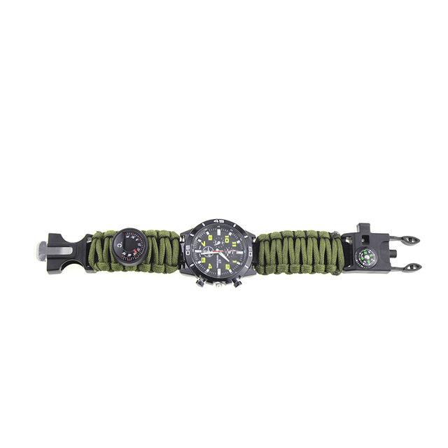 6-In-1 Tactical Multi Outdoor Edc Survival Watch Adjustable Bracelet Compass-Younger - malls Store-Green-Bargain Bait Box