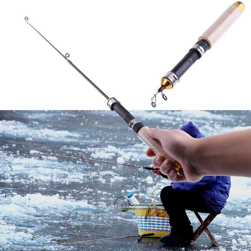 Ice Winter Fishing Rod With Reel Combo Set Ice Fishing Mini Feeder 2  Sections Telescopic Fishing Po