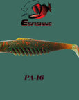6Pcs 8Cm/4.7G Esfishing Cannibal 3" Fishing Soft Plastic S Shad Silicone Bait-Unrigged Plastic Swimbaits-Bargain Bait Box-PA16-75mm-Bargain Bait Box