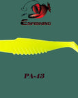 6Pcs 8Cm/4.7G Esfishing Cannibal 3" Fishing Soft Plastic S Shad Silicone Bait-Unrigged Plastic Swimbaits-Bargain Bait Box-PA43-75mm-Bargain Bait Box