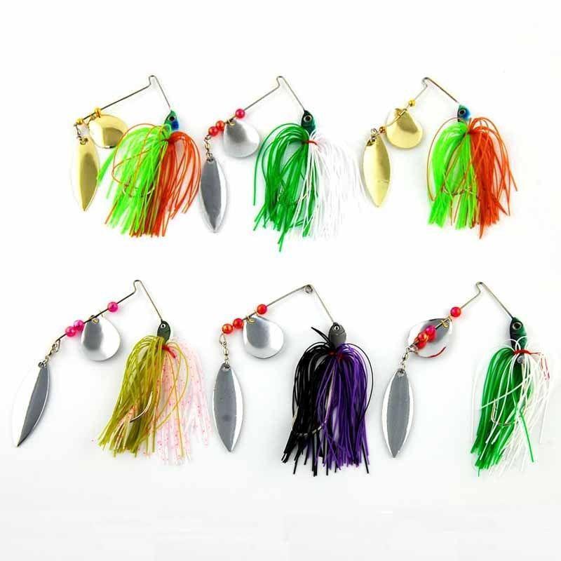 6Pcs Spinner Bait Metal Lure With Silicone Skirts Willow Spinnerbait B –  Bargain Bait Box