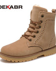 Dekabr Men Boots Snow Warm Casual Shoes Men Boots Leather Plush Fur Unisex-Boots-Bargain Bait Box-Beige-5-Bargain Bait Box