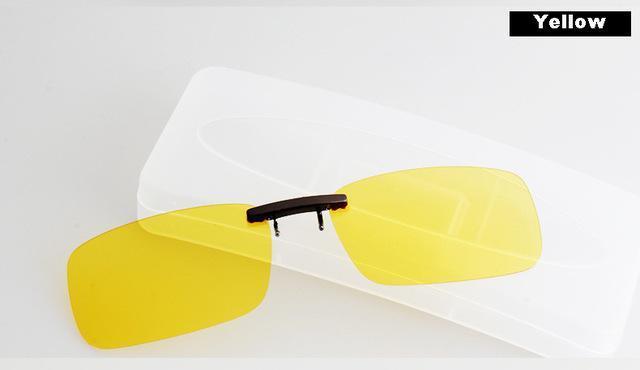 Dressuup Polarized Clip On Sunglasses Men Driving Night Vision Lens Sun-Polarized Sunglasses-Bargain Bait Box-YELLOW-Bargain Bait Box