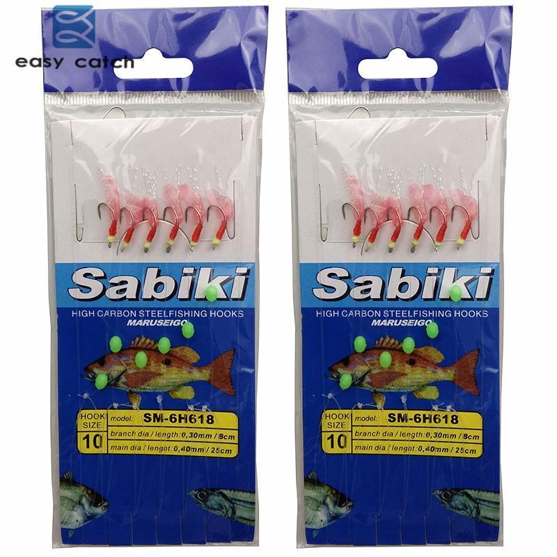 Easy Catch 20Pcs Red Fish Skin Bait Sabiki Rigs 6 Arm Hooks Sea Fishin –  Bargain Bait Box