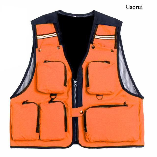 Bargain Bait Box Fishing Vest with Pockets Sports Fishing Vest Backpack Fly Fish Orange / L