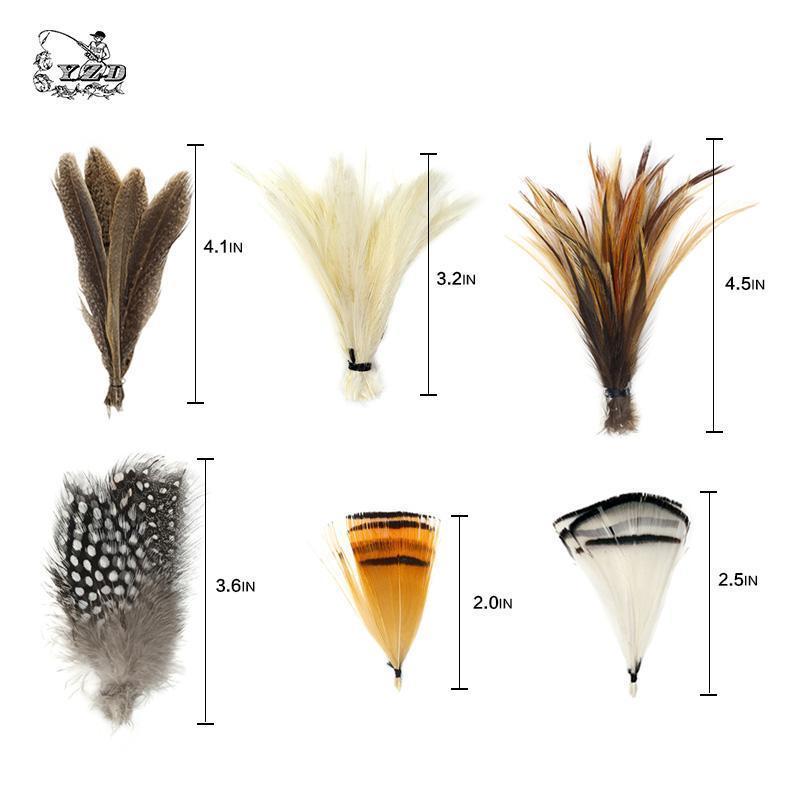 Fly Tying Materials 12 Species Natural Feathers Set Reindeer Hair Pheasant  Fly