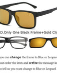 Ivsta Include Frame Polarized Clip On Sunglasses Men Tr90 Custom Prescription-Polarized Sunglasses-Bargain Bait Box-Black and Gold-Bargain Bait Box