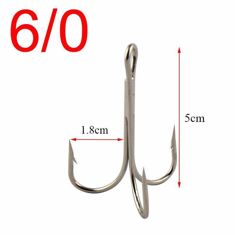 Jsm 15 Pcs/Lot Size 6/0-10/0 Big Game Fishing Treble Hooks Barbed Hook –  Bargain Bait Box
