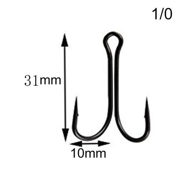 Jsm 50Pcs/Lot Dual High Carbon Steel Black Fishing Hooks Double Anchor Hook-Specialty Hooks-Bargain Bait Box-1 0-Bargain Bait Box