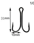 Jsm 50Pcs/Lot Dual High Carbon Steel Black Fishing Hooks Double Anchor Hook-Specialty Hooks-Bargain Bait Box-1 0-Bargain Bait Box