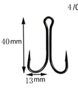 Jsm 50Pcs/Lot Dual High Carbon Steel Black Fishing Hooks Double Anchor Hook-Specialty Hooks-Bargain Bait Box-4 0-Bargain Bait Box