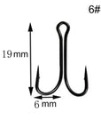 Jsm 50Pcs/Lot Dual High Carbon Steel Black Fishing Hooks Double Anchor Hook-Specialty Hooks-Bargain Bait Box-6-Bargain Bait Box