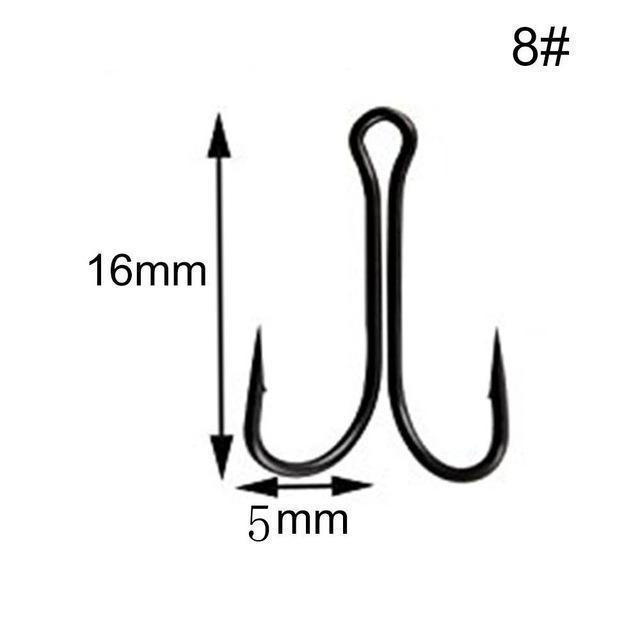 Jsm 50Pcs/Lot Dual High Carbon Steel Black Fishing Hooks Double Anchor Hook-Specialty Hooks-Bargain Bait Box-8-Bargain Bait Box