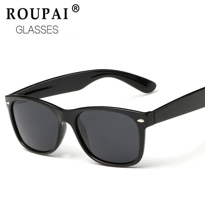 Roupai Polarized Sunglasses Men Driving Mirror Coating Points Black Frame Shades Orange