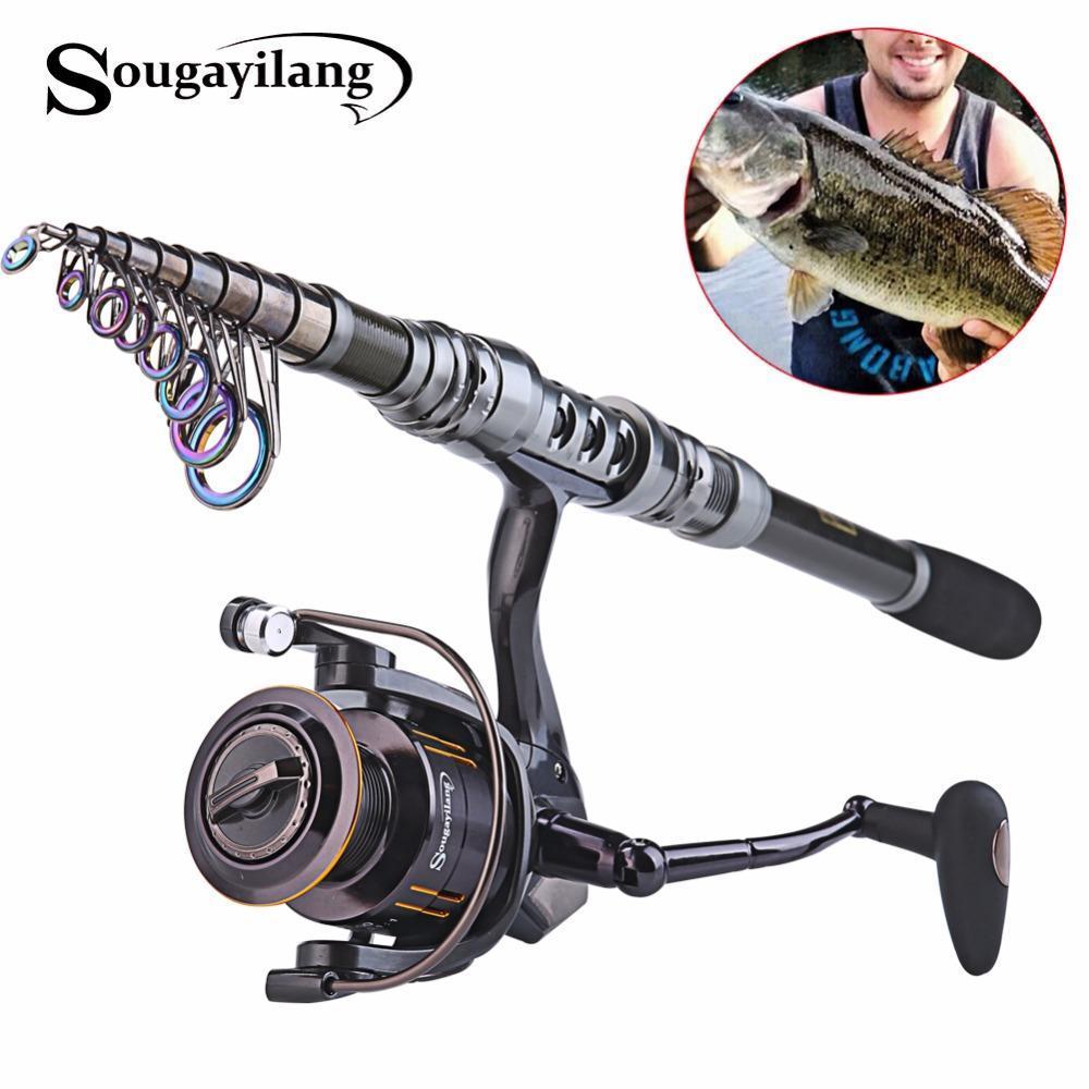 Fishing Rod Reel Combo Set - Telescopic Rods Spinning Reels - with