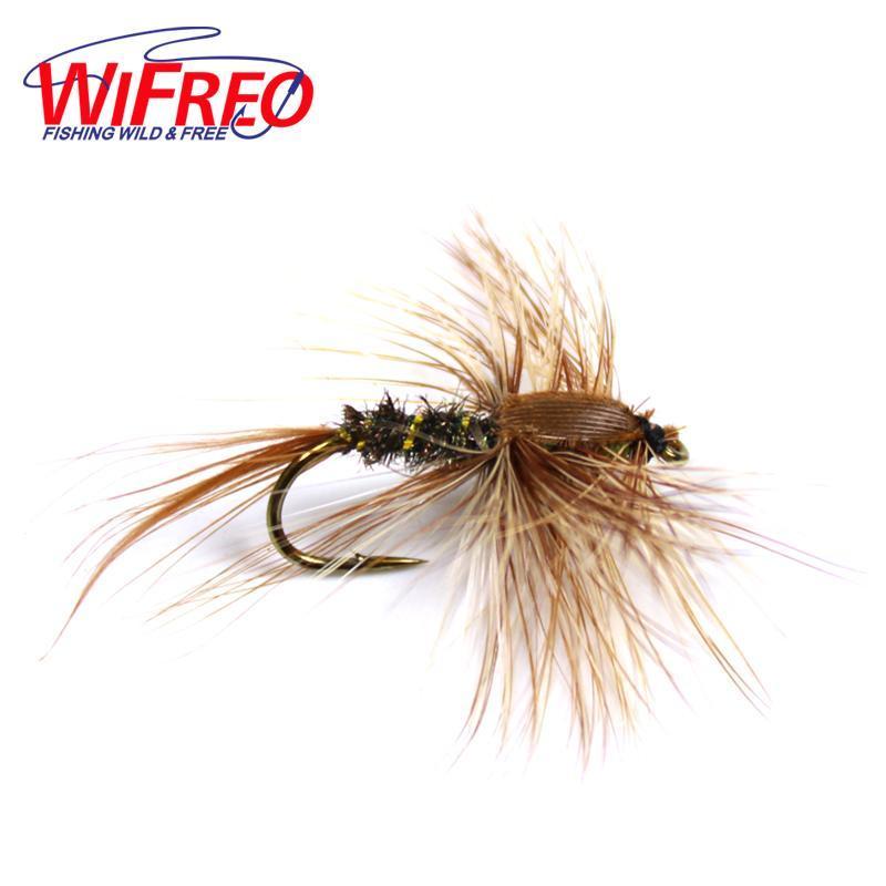 Wifreo 10Pcs #8 Brown Hackle Golden Rib Herl Peacock Nymph Spinner Bae –  Bargain Bait Box