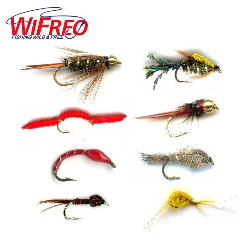 Wifreo 6Pcs Trout Fly Fishing Flies Nymph Chironomids Buzzers Worm