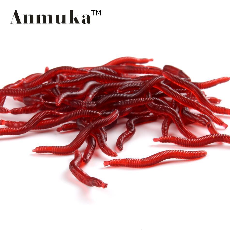 Fishing Bait - Fishing Lures for Freshwater - Fake Worms - 100pcs 4cm 0.19g  Soft Lure Red Worms Earthworm Fishing Baits Worms Trout Fishing Lures