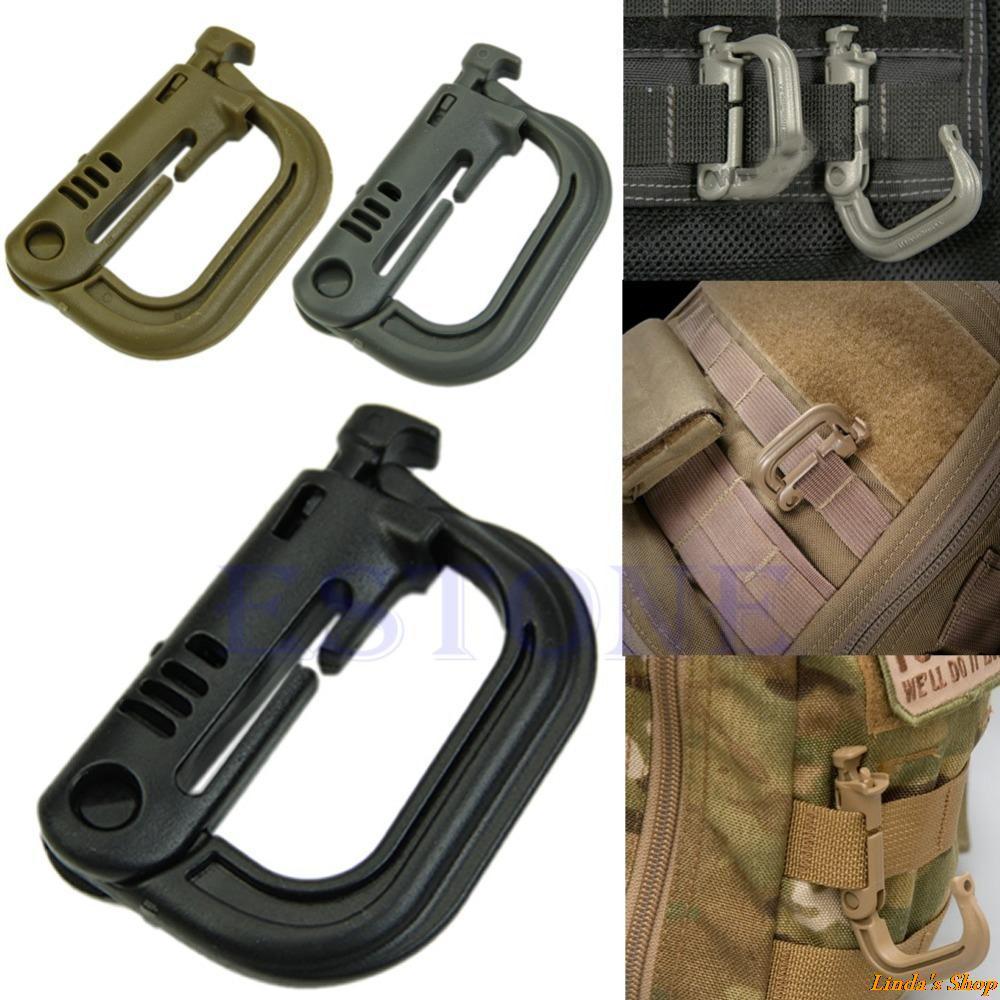 Attach Plasctic Shackle Carabiner D-Ring Clip Molle Webbing Backpack B –  Bargain Bait Box