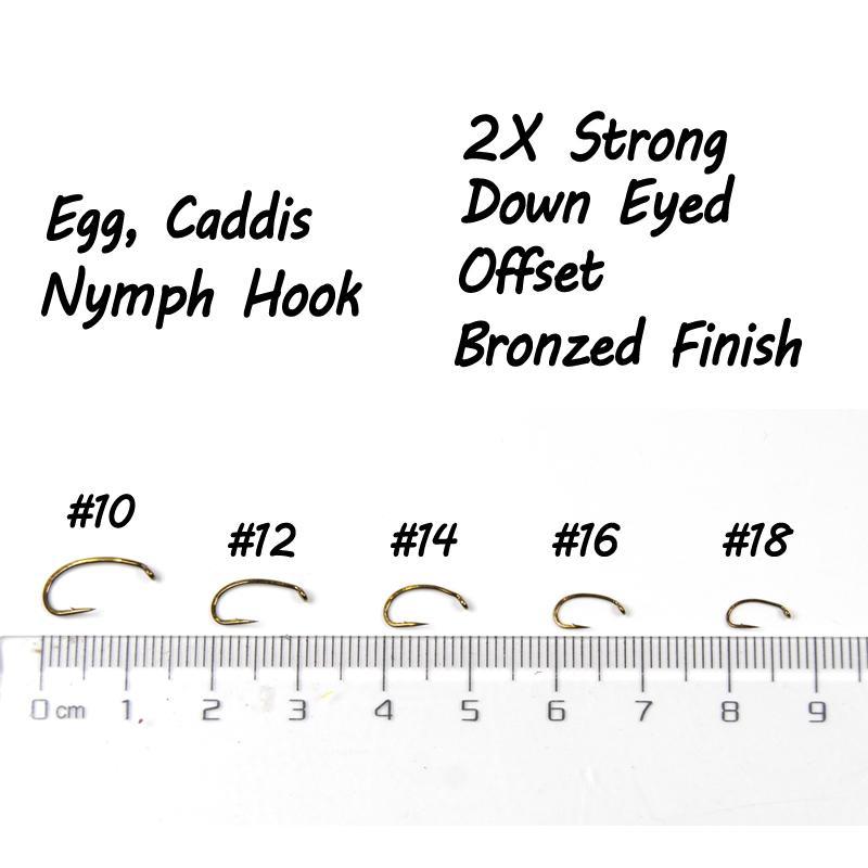 Bimoo Premium 25Pcs Egg Caddis Offset Fly Tying Hook 2X Strong Sharp N –  Bargain Bait Box