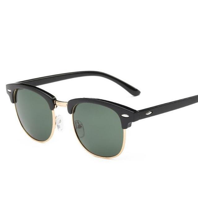 Classic Men Half Frame Polarized Sunglasses Women Brand Designer Vintage-Sunglasses-God is a girl-Green Polarized-Bargain Bait Box