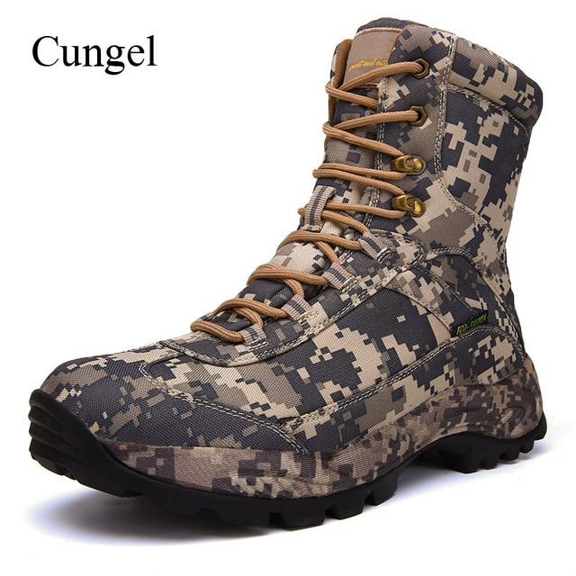 Cungel Outdoor Hiking Shoes Men Camouflage Boots Autumn/Winter Army Tactical-Hiking Shoes-TTSKIPPER Store-Khaki (high-top)-7.5-Bargain Bait Box