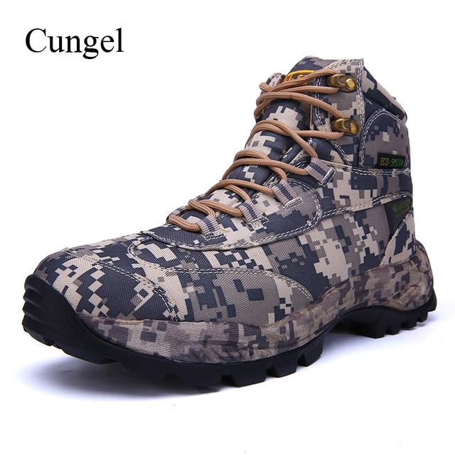 Cungel Outdoor Hiking Shoes Men Camouflage Boots Autumn/Winter Army Tactical-Hiking Shoes-TTSKIPPER Store-Khkai (low-top)-7.5-Bargain Bait Box
