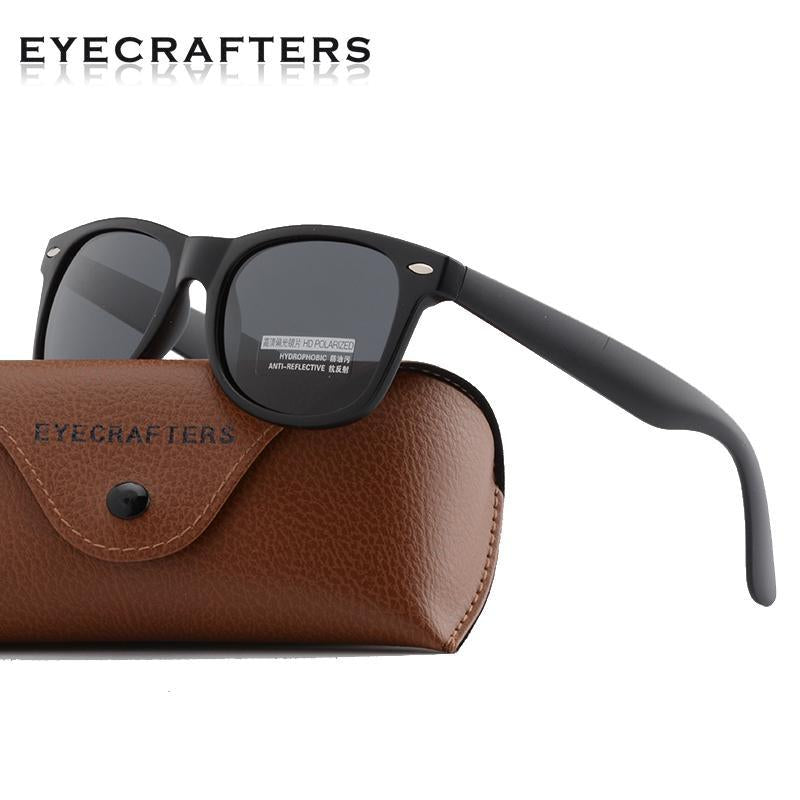 Eyecrafters Classic Vintage Mens Womens Polarized Sunglasses UV400 Driving Matte Black Blue