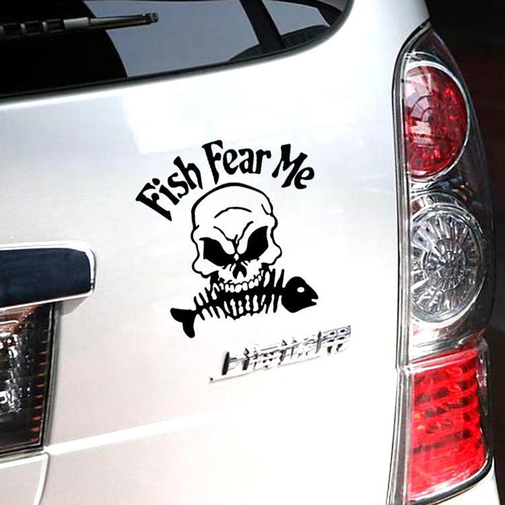 Fish Fear Me Funny Skull Go Fishing Car Sticker Reflective Decal