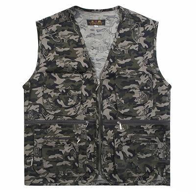 Bargain Bait Box Fishing Leisure Vest Thin Section Quick Drying Men's Camo Vests Men Breathable Army Green / 4XL