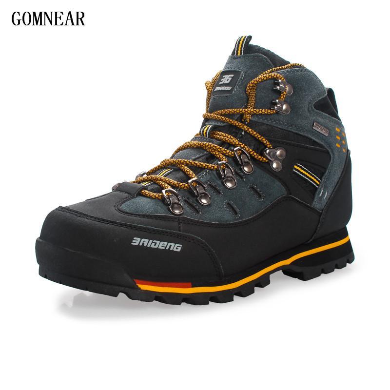 Gomnear Men'S Trend Hiking Shoes Waterproof Fishing Antiskid Trekking Hunting-Boots-Bargain Bait Box-Black Yellow-7-Bargain Bait Box