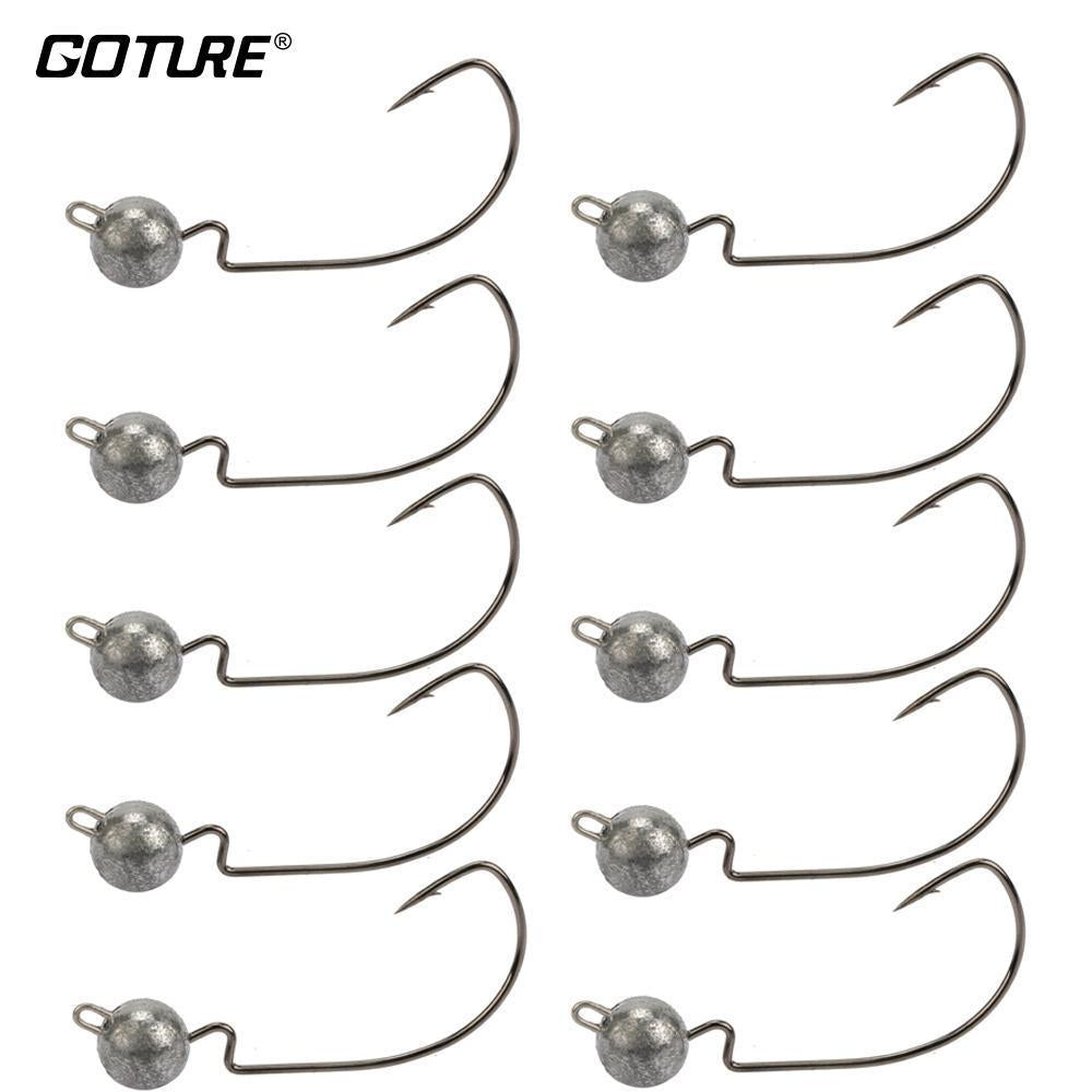 Goture 10Pcs 3.5G 5G 7G Exposed Lead Jig Head Fishing Hook Stainless S –  Bargain Bait Box