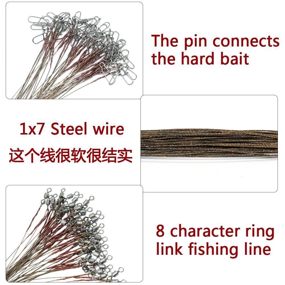 Hyaena 50Pcs Brown Uncoated Stainless Steel Fishing Line Wire Leaders 15Cm-Hyaena Fishing Tackles Store-1x7 15cm 26lb-Bargain Bait Box