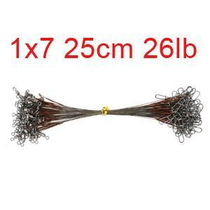 Hyaena 50Pcs Brown Uncoated Stainless Steel Fishing Line Wire Leaders 15Cm-Hyaena Fishing Tackles Store-1x7 25cm 26lb-Bargain Bait Box