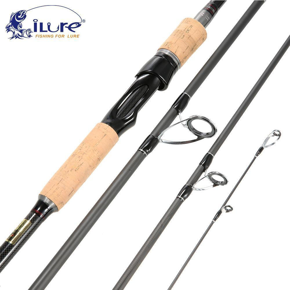 Ilure 2.1M/2.4M/2.7/3M Carbon Fiber Fishing Rod 4 Section Spinning