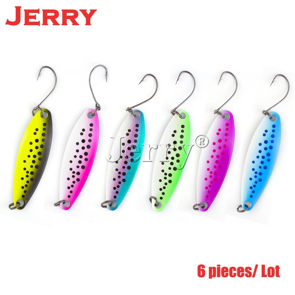 Jerry 5Pcs 3.3G 5G Fishing Spoon Salmon Trout Free Tackle Box