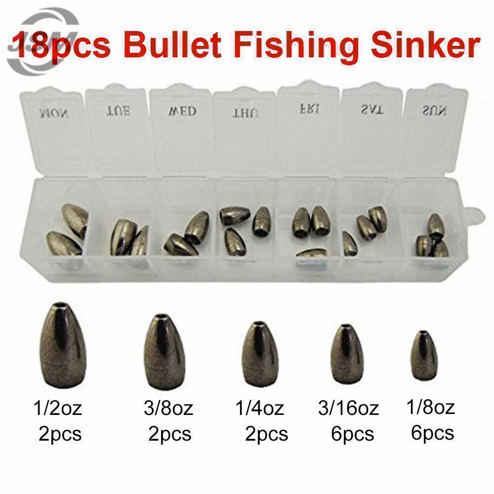 Jsm 18Pcs Tungsten Bullet Fishing Sinker For Texas Rig Plastic Worm Weights