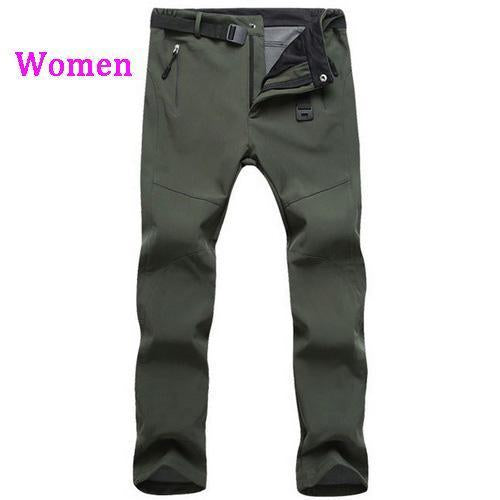 Loclimb Men Women Fleece Softshell Camping Hiking Pants Winter Outdoor-LoClimb Store-women army green-S 160-Bargain Bait Box
