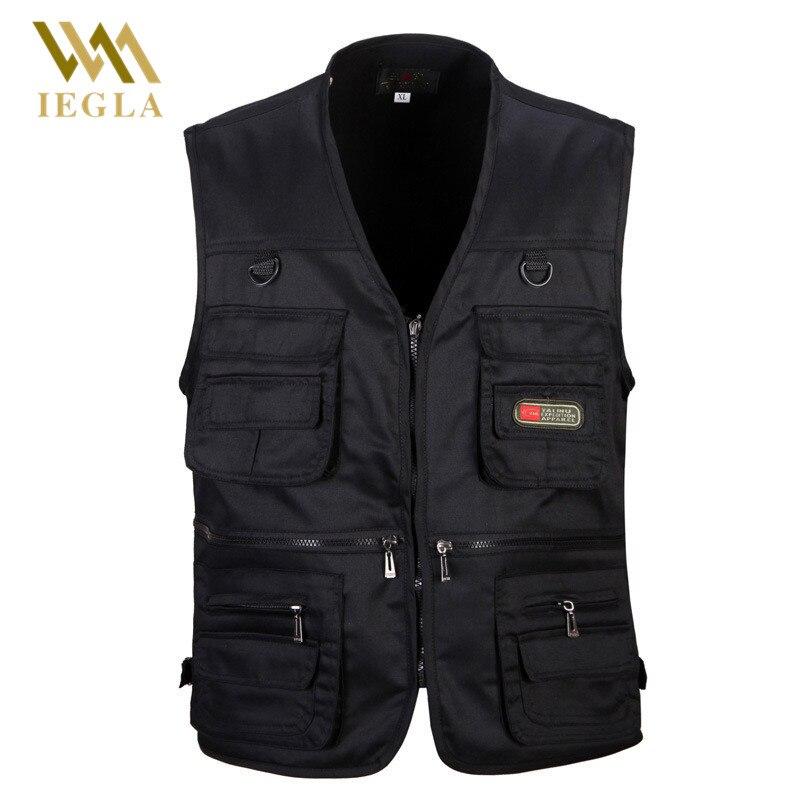 Bargain Bait Box male Vest Men Fashion Cotton Sleeveless Jackets Black Casual Fishing Vests Black / XL